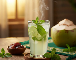 Rebusan Daun Mint dan Air Kelapa Hijau Setelah Seharian Puasa